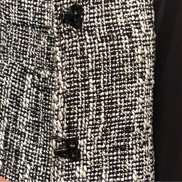 Karl Lagerfeld Black and White Tweed and Fringe Career Blazer Size 10 - Picture 5 of 14
